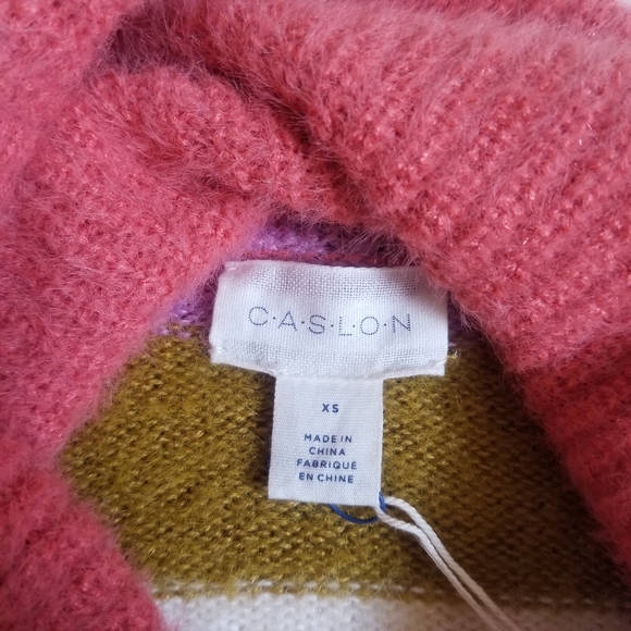 Caslon Womens Striped Cozy Turtleneck Knit Sweater - Picture 4 of 9